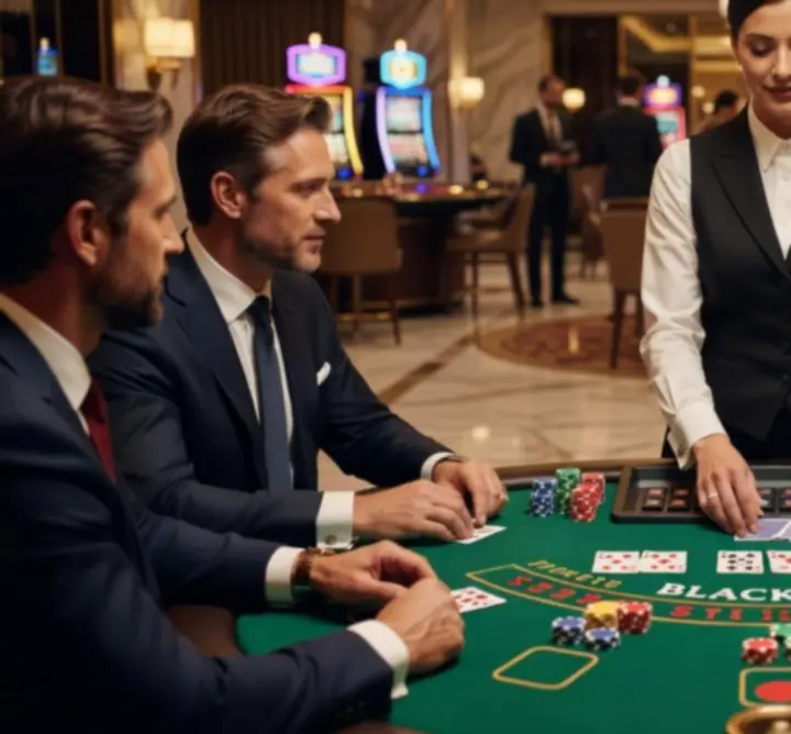 Stół blackjack w trakcie eventu kasynowego zorganizowanego przez Elite Event Planning