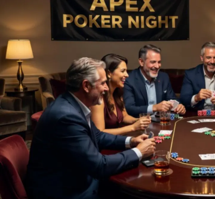 Goście bawiący się podczas wieczoru pokerowego organizowanego przez Elite Event Planning